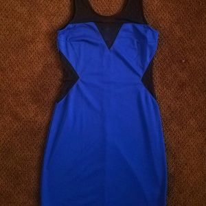 Small Blue Dress with Black Lace - EUC